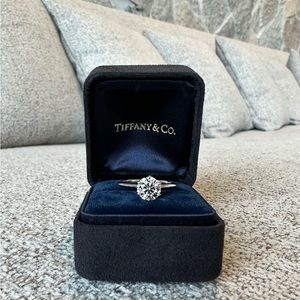 The Tiffany® Setting Engagement Ring in Platinum. 1.35ct G VS1. Size 6